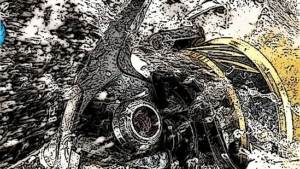 eine Stationärrolle, die einem Wasserstrahl ausgesetzt ist