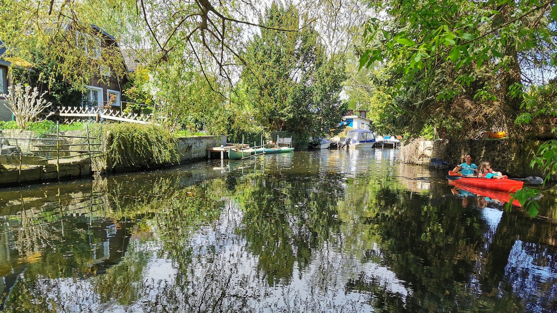 Beim Angeln in Klein-Venedig inmitten der Tiefwerder Wiesen können schattige Spots unter Bäumen wie hier am Kleinen Jürgengraben vielversprechend sein – allerdings ist besonders an Wochenenden reger Bootsverkehr