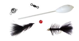 Zubehör für das Angeln mit Streamer an der Spinnrute: Sbirolino, Perle, Woolly Bugger mit und ohne Gewicht, Tönnchen-Wirbel Cheburashka-Tungsten-Gewicht